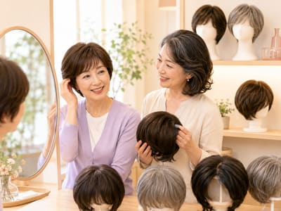 50代・60代女性におすすめのウィッグ10選｜自然に見える部分ウィッグ・フルウィッグを紹介アイキャッチ画像